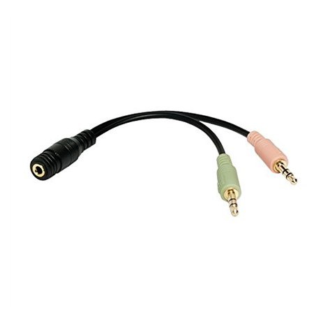 Logilink | Audio adaptor | Female | Mini-phone stereo 3.5 mm | Mini-phone 3.5 mm 4-pole | Black | 0.15 m